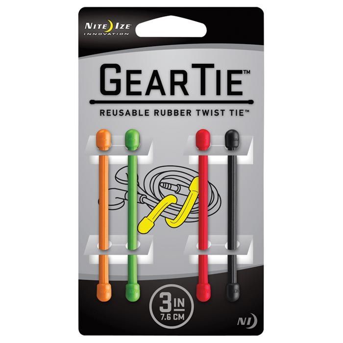 GEAR TIE REUSABLE RUBBER TWIST TIE 3 IN-4 PACK-ASSORTED