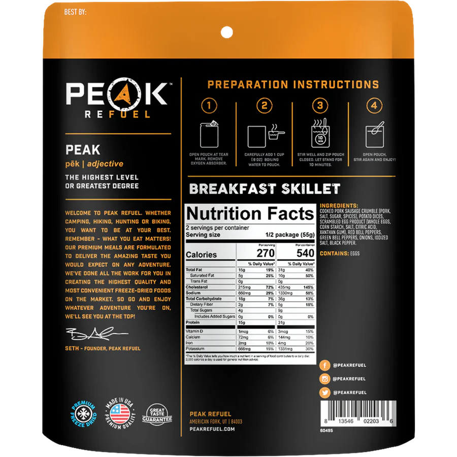 Peak Refuel Breakfast Skillet Freeze Dried Meal