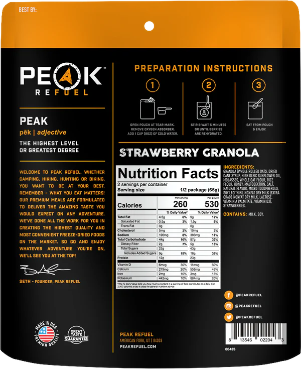 Peak Refuel Strawberry Granola Freeze Dried Meal
