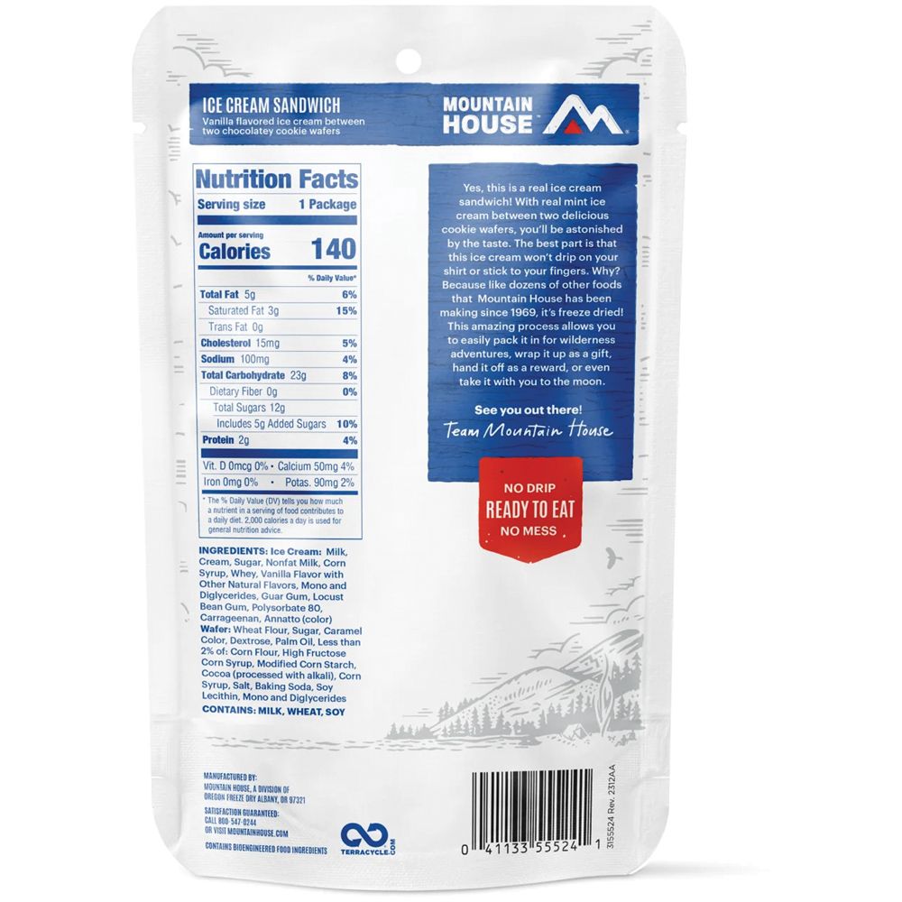 MOUNTAIN HOUSE VANILLA ICE CREAM SANDWICH CLEAN LABEL