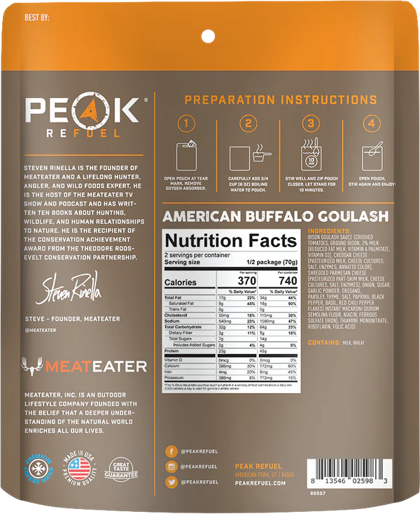 Peak Refuel American Buffalo Goulash Freeze Dried Meal