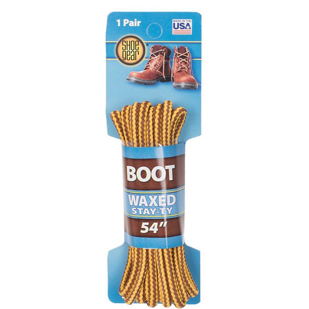 WAXED BOOT LACES 54" BRWN/GOLD